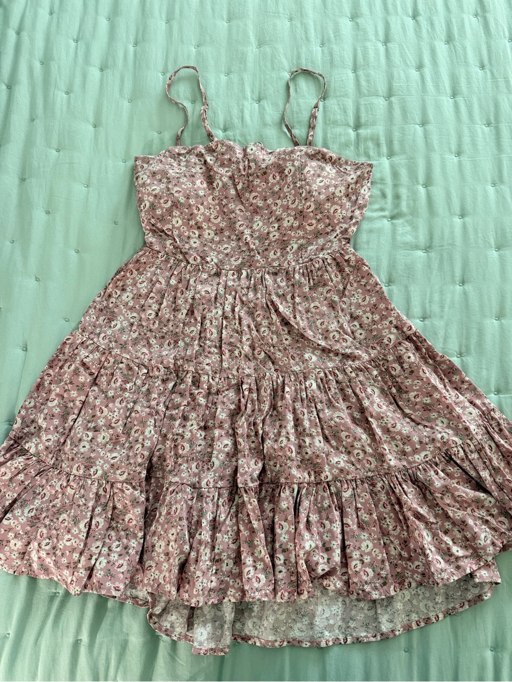 Streetwear Society Pink Floral Tiered Mini Dress